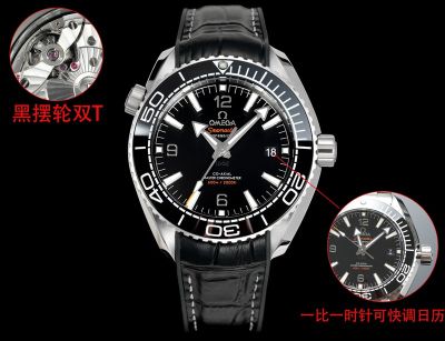 Omega Planet Ocean Bezel Swap 600M for Diving 43.5MM 316L Steel Leather Strap Watch